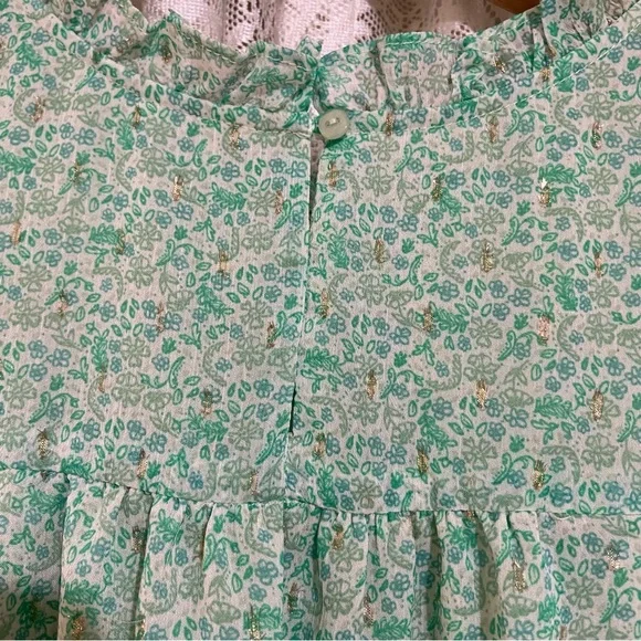 Floral Green Ruffle Blouse - Picture 4 of 8